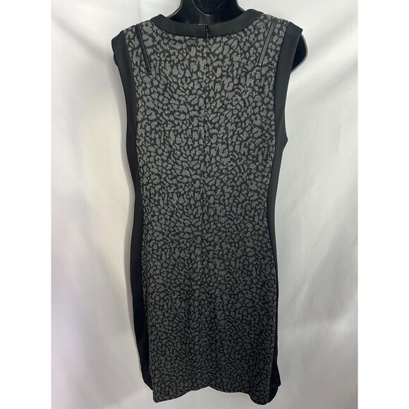Lapis Leopard Print Black Grey Sheath Dress Sze L Animal Print Office Career 90s - Picture 5 of 11